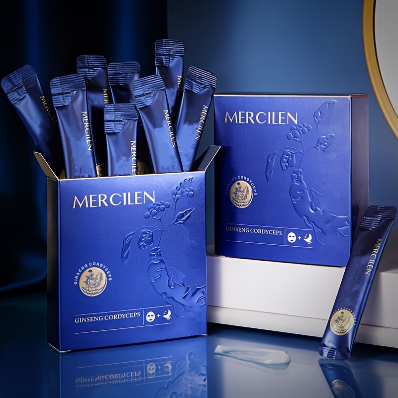 Luxury Skincare Aesthetic - MERCILEN มาส์กบำรุงผิวหน้าสูตรโสมและถั่งเช่า คอลลาเจน 4 กรัม x