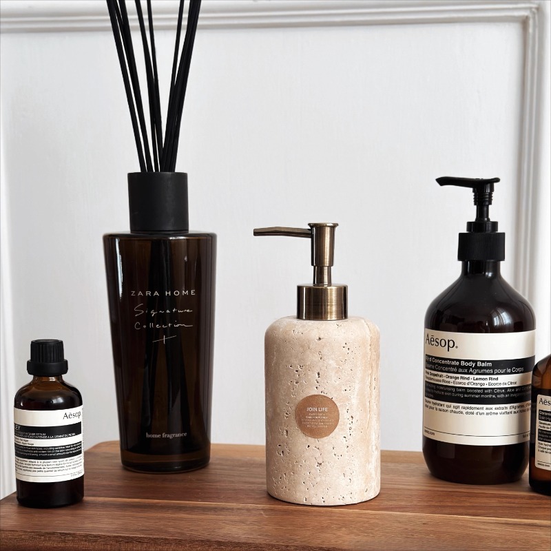 Luxury Skincare Bottles - เครื่องจ่ายโลชั่นหินธรรมชาติ, ขวดสบู่รีฟิล, โถบํารุงผิวแบบปั๊มเรียบ, ภาชนะบรรจุของเหลวในห้องน้ําสุดหรู